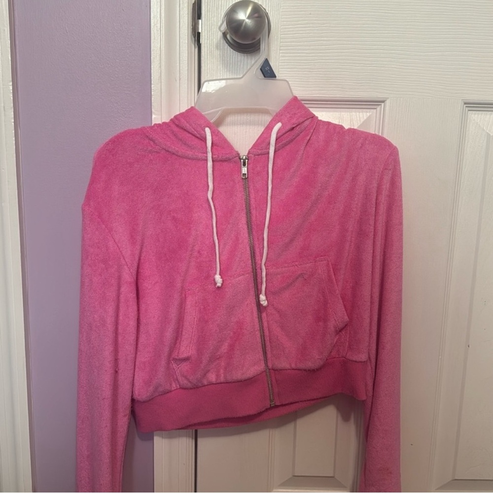 Colsie Pink Cropped Hooded Jacket